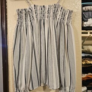 BP Black and White Striped Blouse Size L